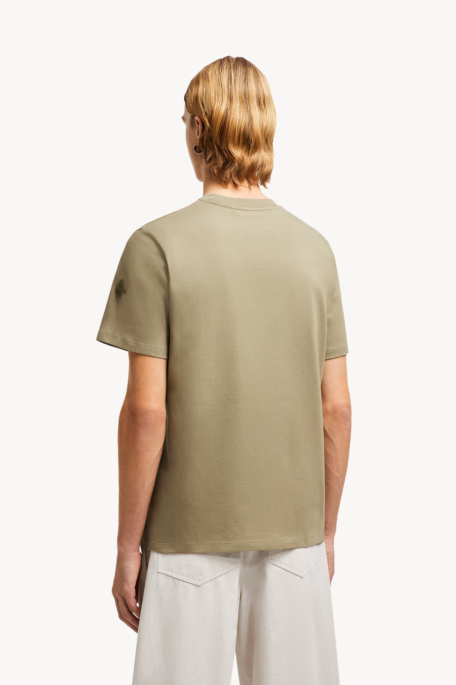 Cartoon Logo Cotton T-Shirt Men Sage Green Moncler 5